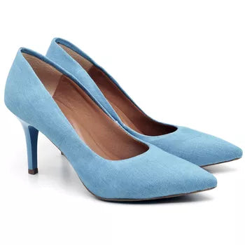Scarpin Salto Médio Nobuck Azul
