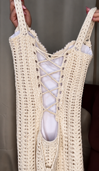 Vestido Longo de Crochê Pérola Elegance
