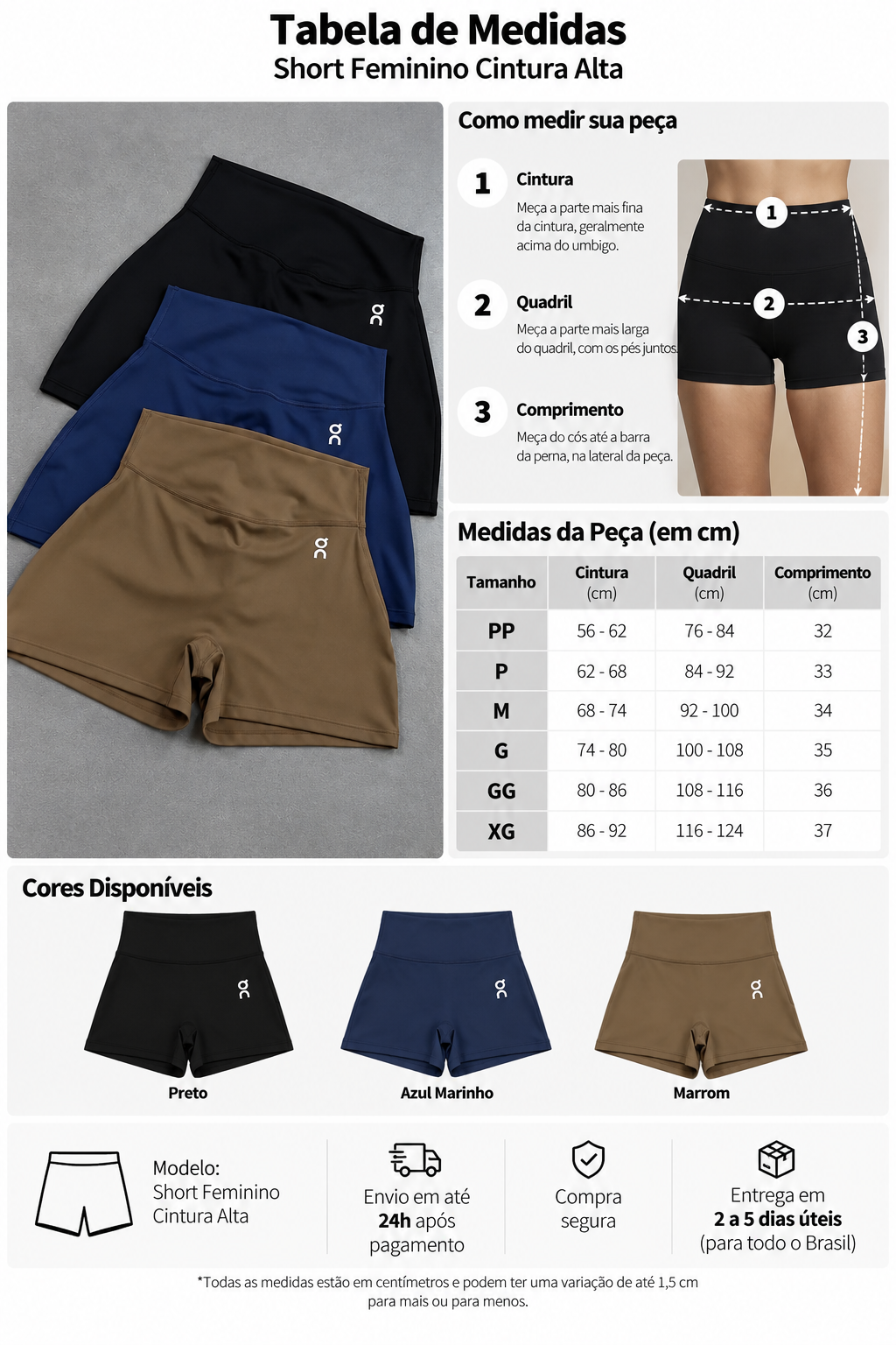 Kit com 3 Shorts Fit Premium - 3 Cores