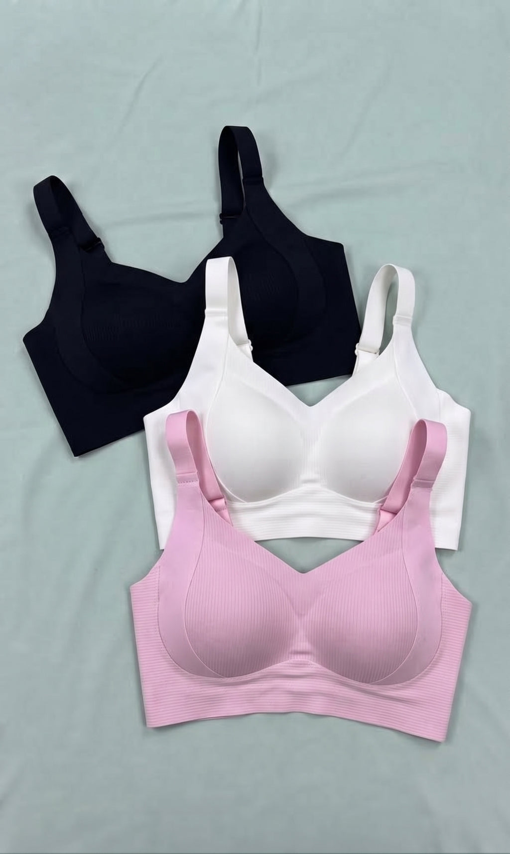 Kit com 3 Sutiãs Conforto Canelado