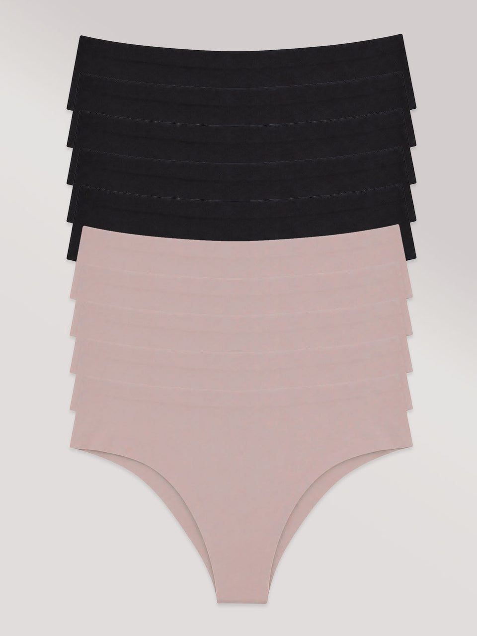 Kit com 10 Calcinhas Biquíni Sem Costura Segunda Pele (5 Preto e 5 Rose)