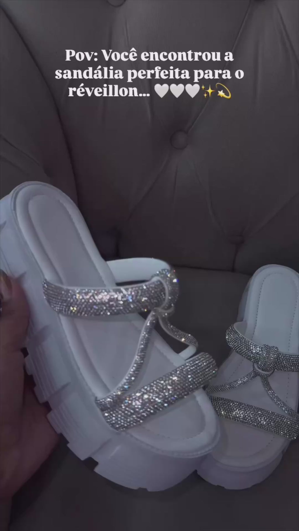 Sandália Feminina Glam Strass