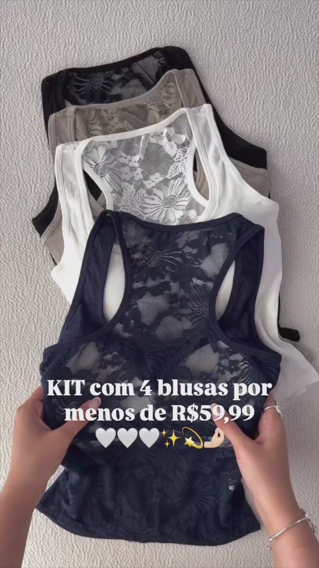 Kit com 4 Blusinhas de Renda Delicada