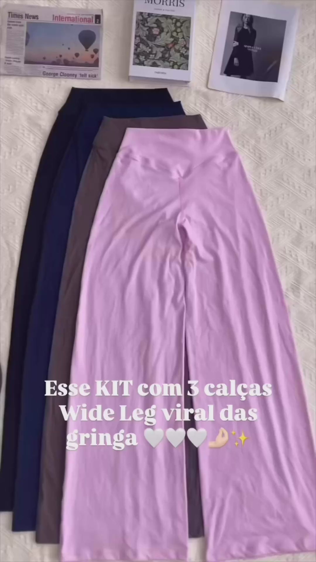 Kit com 3 Calças Legging Flare Elegance