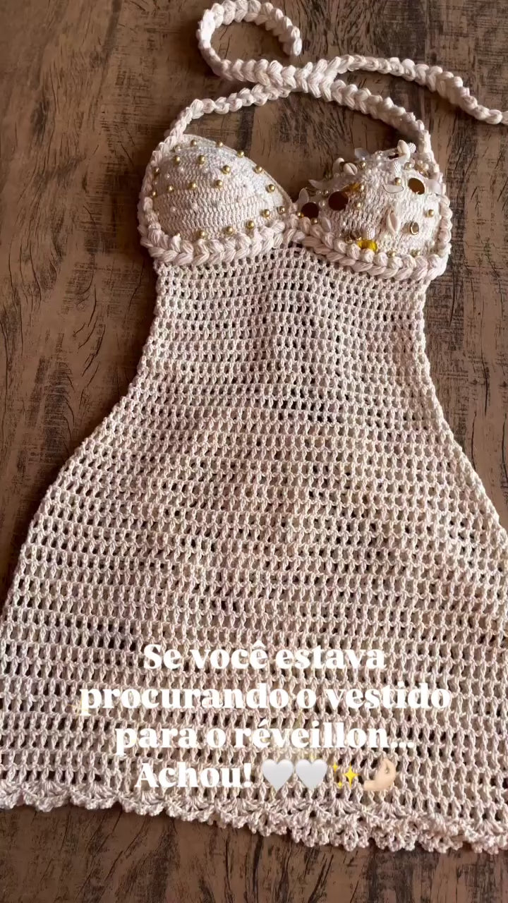 Vestido Crochê Pérola do Mar