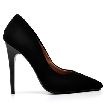 Scarpin Salto Alto Nobuck Azul